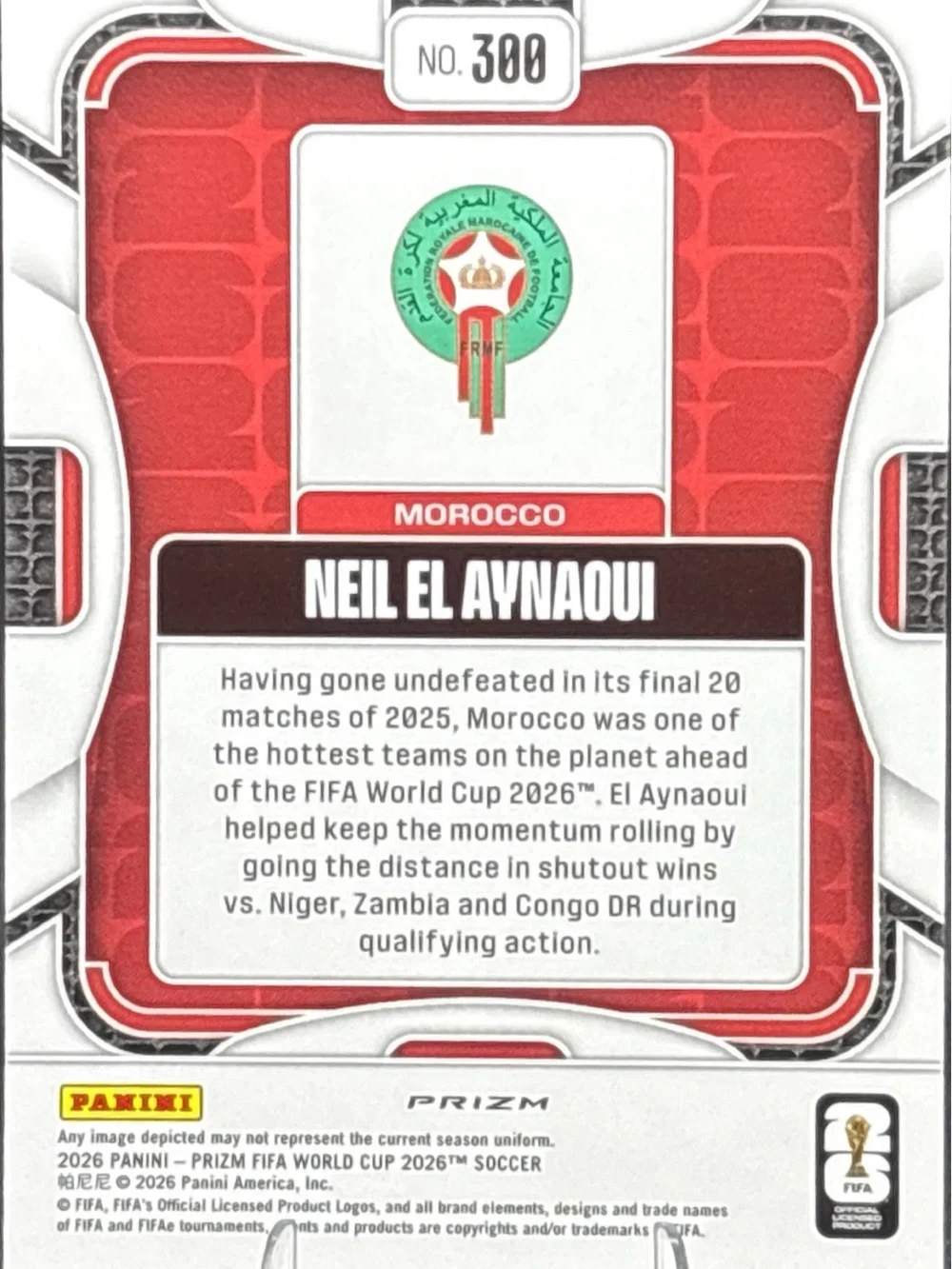 Panini Prizm Morocco  Neil El Aynaoui Rookie Card - Silver Prizm